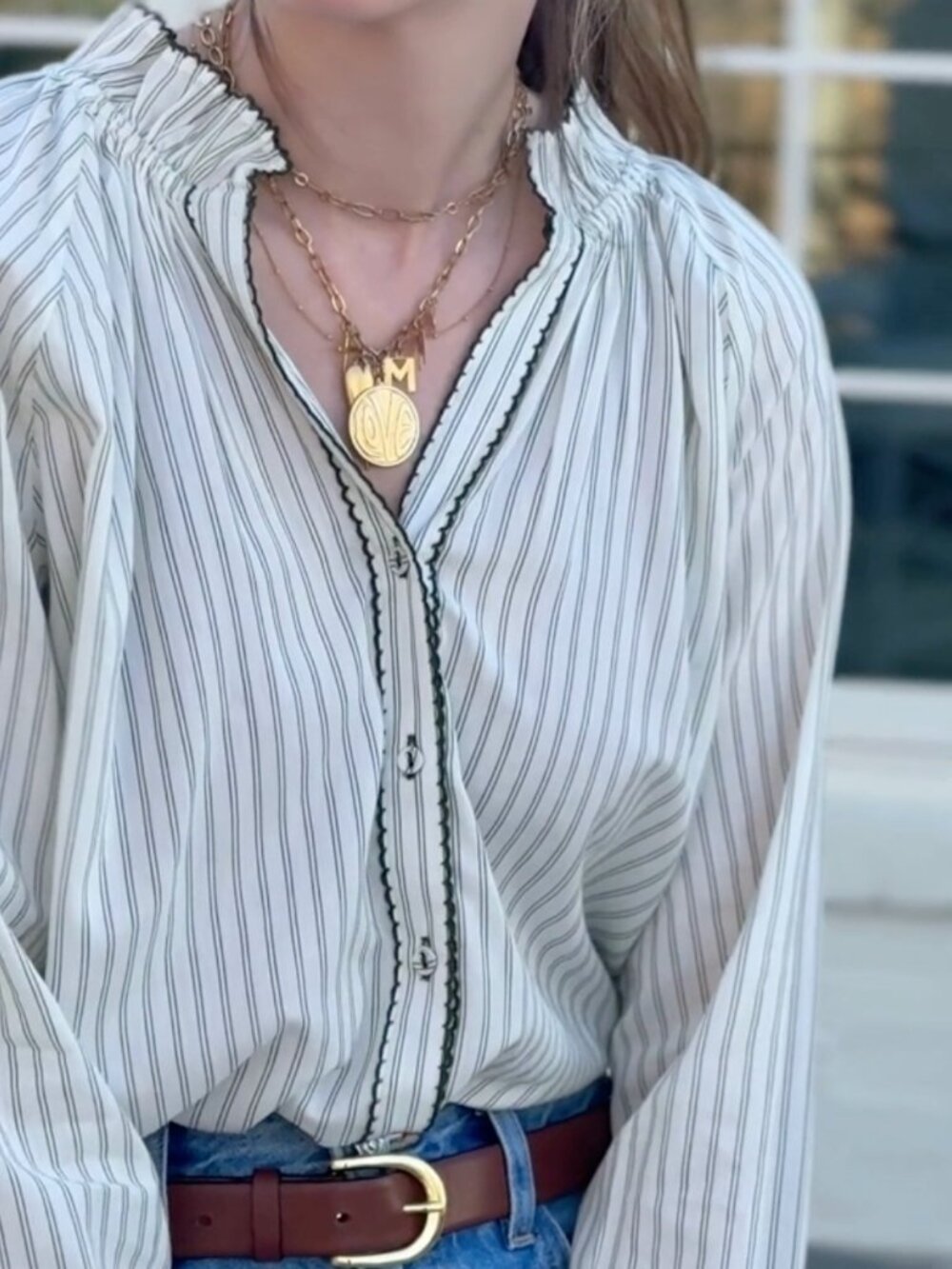 Baybala Women's Boho Peasant Harper Top in Ivy Stripe Size XL